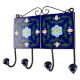 Navy Blue Ceramic Floral Tile Wall Hook Online
